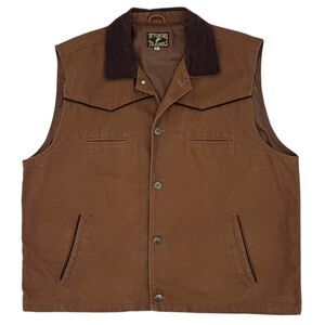 Wyoming Traders Men's Sheridan Canvas Western Vest Corduroy Collar Brown XL